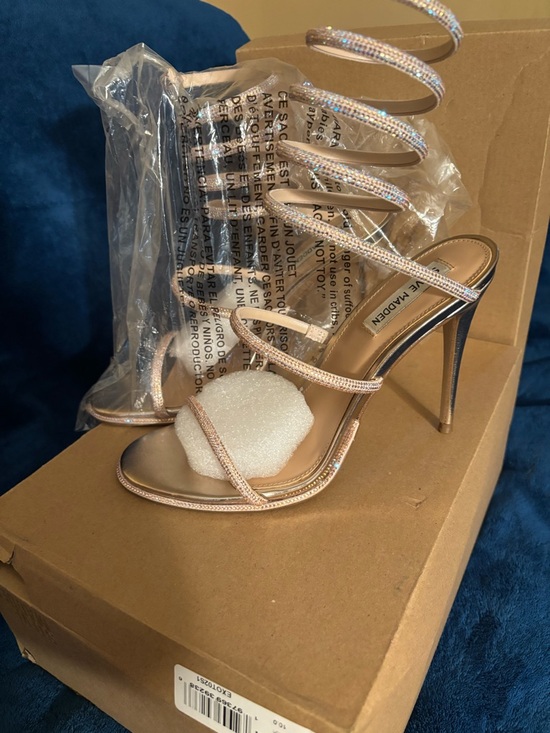 Steve Madden Shoes - Steve Madden Exotica Rose Gold Spiral Wrap Stiletto Sandals